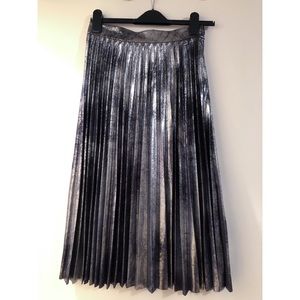 Zara gunmetal metallic pleated midi skirt